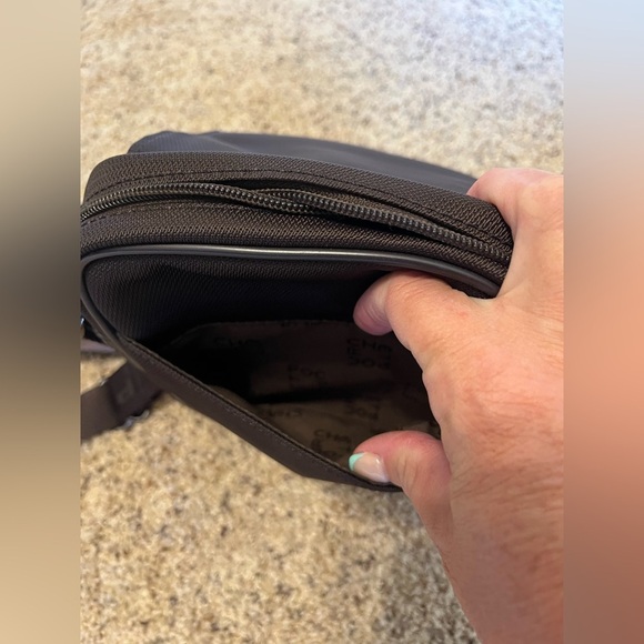 Pourchet brown cross body bag, fabric with leather accents - Picture 7 of 9